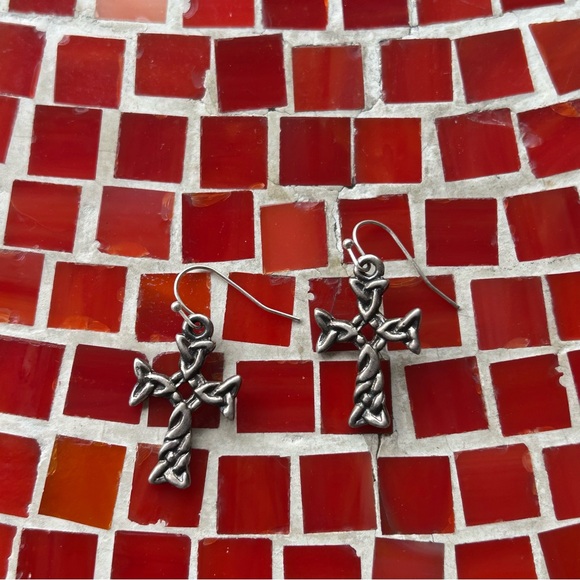 Sterling Silver Celtic Cross Earrings - Picture 2 of 10
